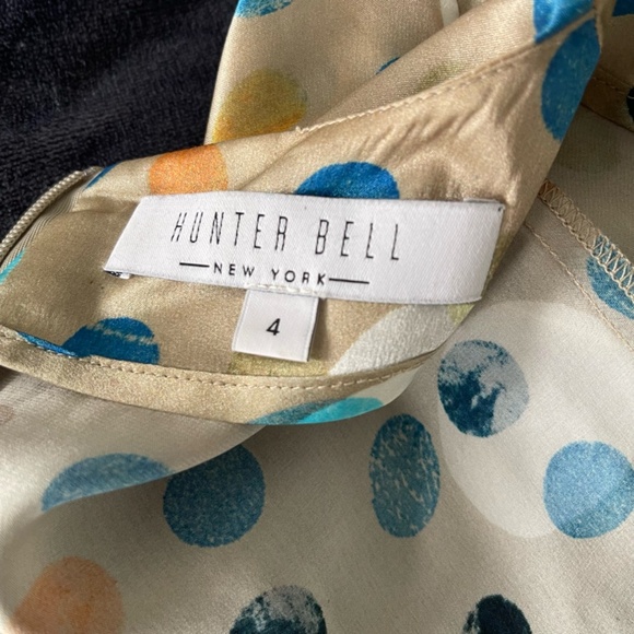 Hunter Bell Tan with Blue Polka Dot Dress - Size 4 - Picture 9 of 10